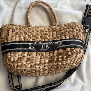 Designer INSPIRED Tan and Black Woven Tote